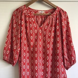 Ezra Patterned 3/4 Sleeve Popover Blouse*